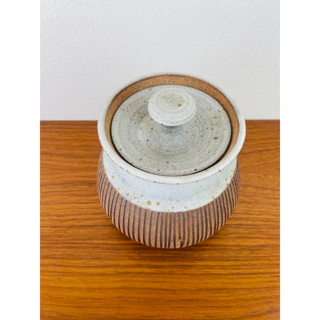 Mid-Century Modern Vintage 1970s Handmade Stoneware Studio Pottery Lidded Decanter Vessel For Sale - Image 3 of 8