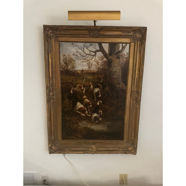 Fantastic hunt scene with pack of dogs by Arthur Alfred Davis, “Full Cry” original Oil on canvas, signed & dated bottom...