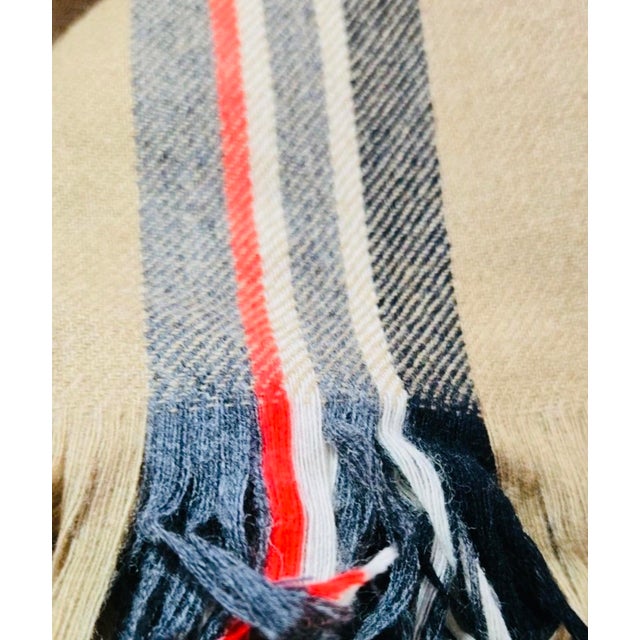 1980s Pendleton Camel Tan Black and Red Striped Wool Table Runner For Sale - Image 6 of 7