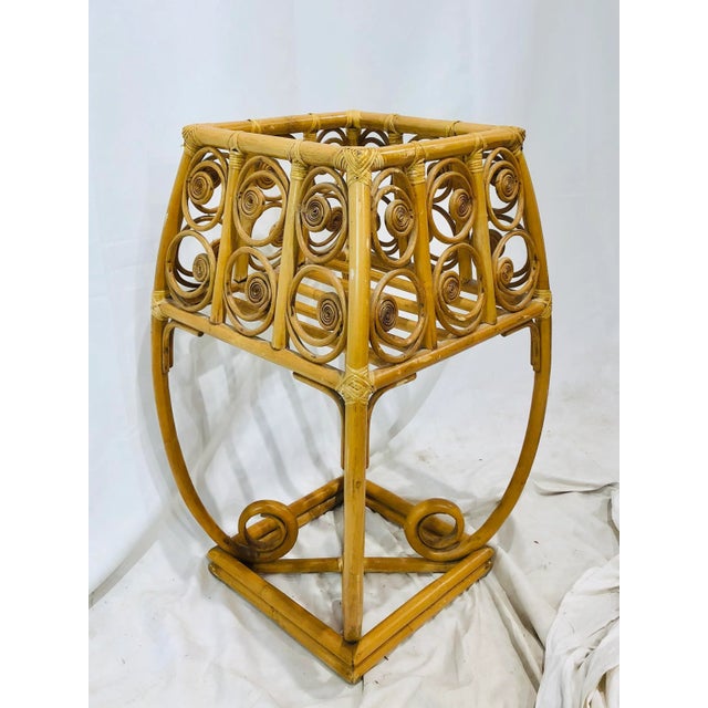Hollywood Regency Vintage Bent Bamboo & Rattan Planter For Sale - Image 3 of 13