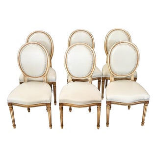 19th Century Set of 6 Italian Louis XVI Style Dining Chairs For Sale