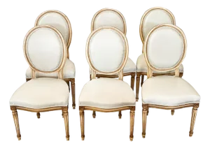 19th Century Set of 6 Italian Louis XVI Style Dining Chairs