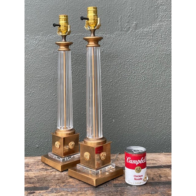 Vintage Neoclassical Glass Lamps - A Pair For Sale - Image 12 of 12