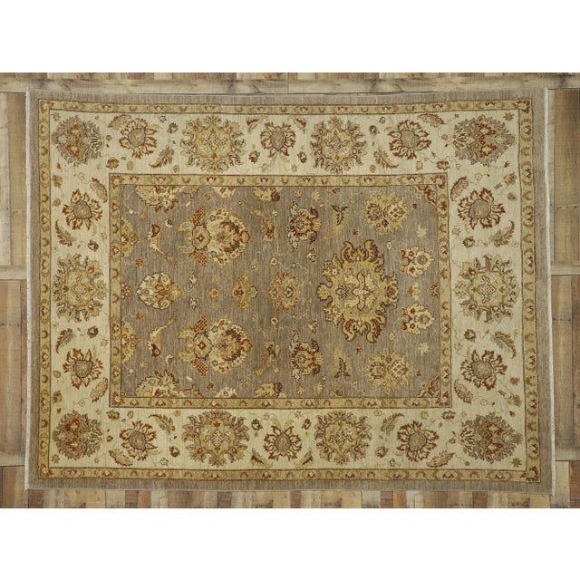 Taupe Vintage Modern Oushak Area Rug, 08'07 X 11'02 For Sale - Image 8 of 10