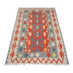 Vintage Turkish Kilims: Handwoven Geometric Flat Weave Rug - 3′6″ X 5′9″