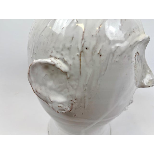Cream Vintage Danish Artist Ceramic Head, 1980s For Sale - Image 8 of 12
