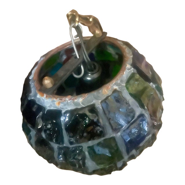 Peter Marsh Brutalist Hanging Colored Glass Chunk Fragment Globe Pendant Light For Sale