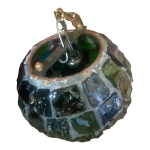 Peter Marsh Brutalist Hanging Colored Glass Chunk Fragment Globe Pendant Light