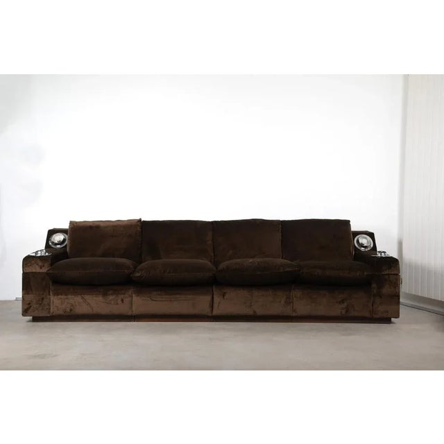 Wood Sofa in Velvet, 1970s For Sale - Image 7 of 7