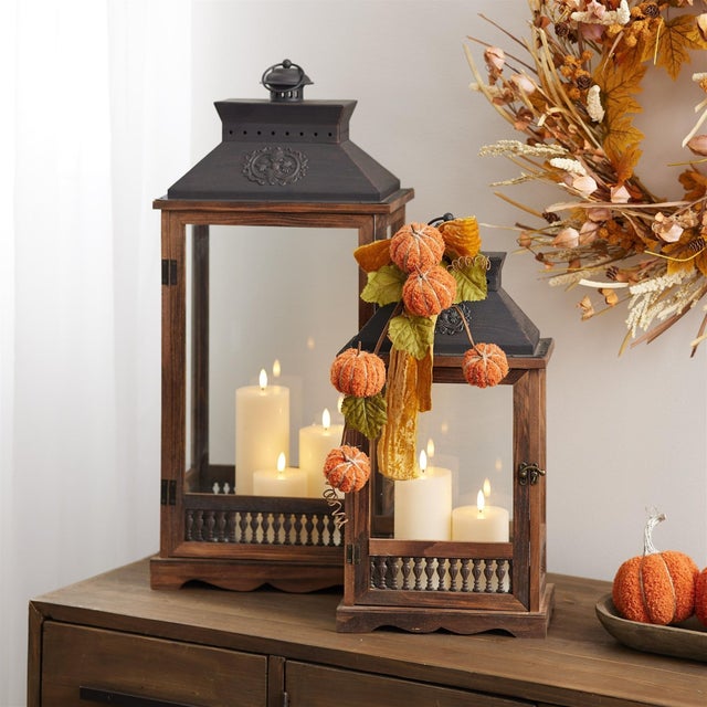 Rustic Plush Fall Pumpkin Spray (Set of 2) For Sale - Image 3 of 3