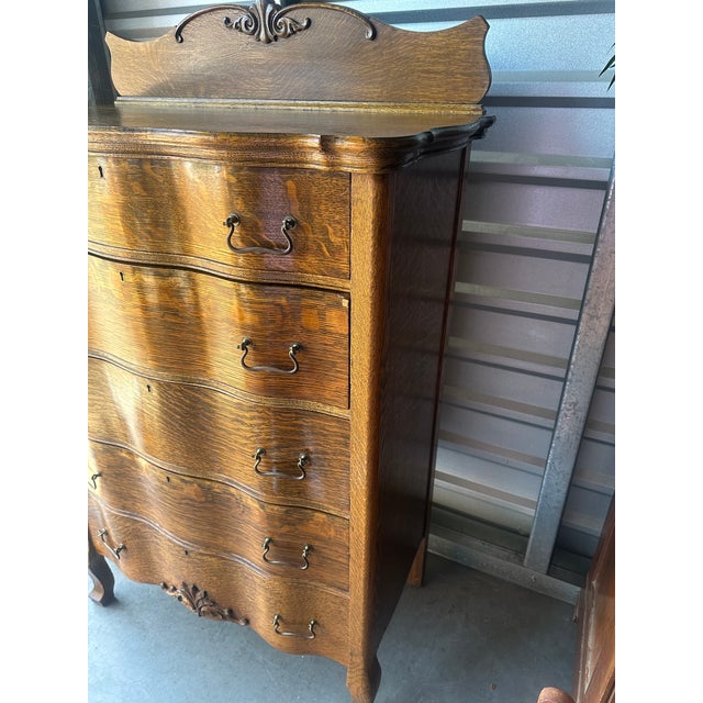 Antique Serpentine Highboy Dresser For Sale - Image 4 of 8