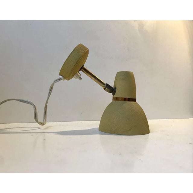 Scandinavian Pastel Yellow Wall Lamp in Brass & Aluminium, 1950s For Sale - Image 3 of 12