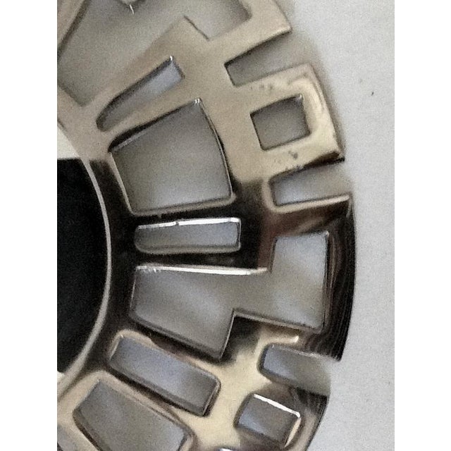 Geometric 15" Greek Key Chrome Mirror For Sale - Image 6 of 7