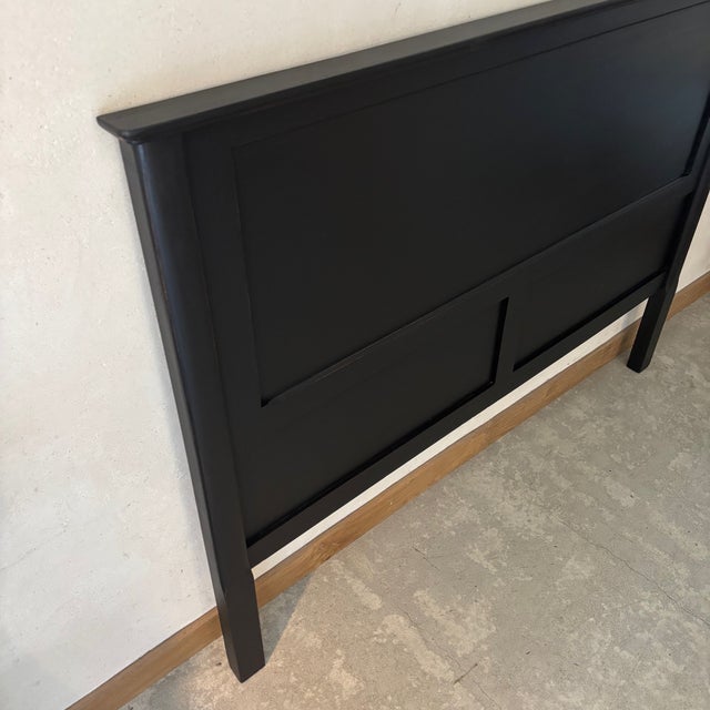 Vintage Black Wooden Headboard For Sale - Image 3 of 6