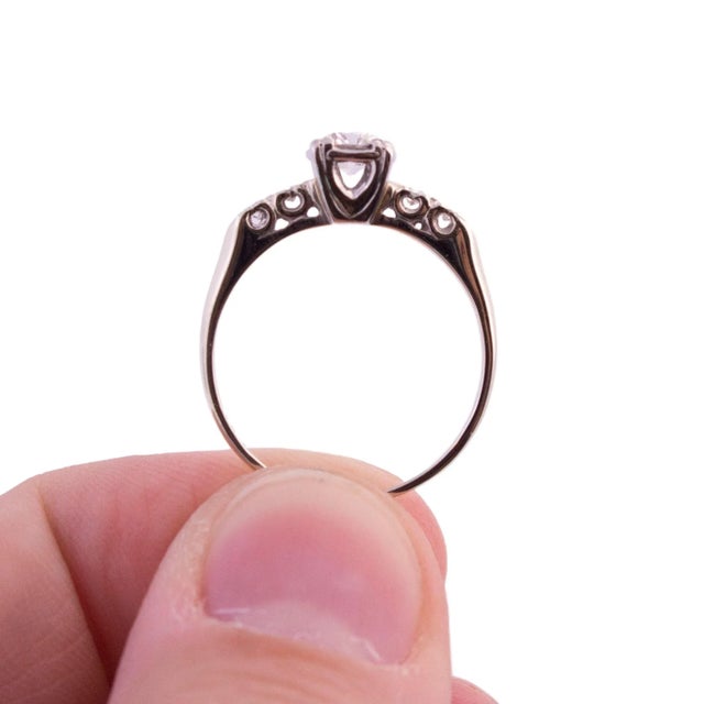 Mid 20th Century 14k White Gold Diamond Engagement Ring, Size 5.75 For Sale - Image 4 of 4