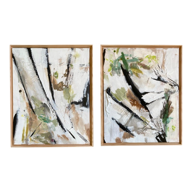 "Swaying Birch" Pair of 2026 Paintings by Jessalin Beutler For Sale