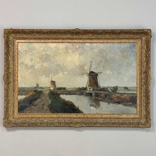 Antique Dutch Coastal Landscape Oil Painting by Jules Brouwers (1869–1955) For Sale In Dallas - Image 6 of 16