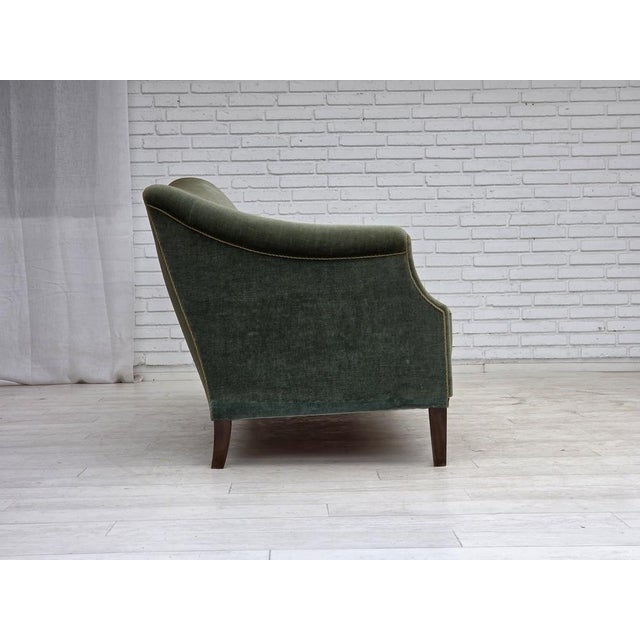 3-Seater Danish Sofa in Green Furniture Velour, 1960s For Sale - Image 6 of 15