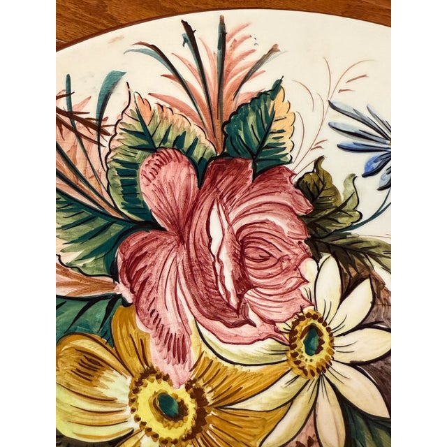 Large 1980s Italian Hand Painted Floral Platter Signed & Numbered Made in Italy For Sale - Image 4 of 12