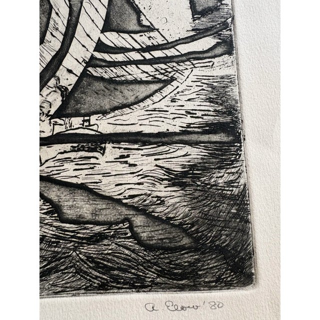 1980s Alon Elow Abstract Etching Made by Artist in Ny Studio Signed in Pencil For Sale - Image 4 of 4