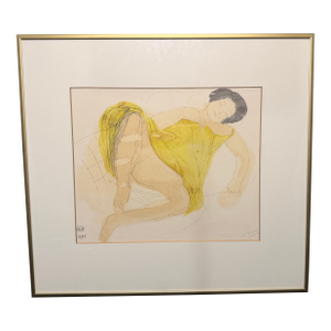 Mid 20th Century Rare Out of Print Framed Auguste Rodin "Woman Half-Lying With Bare Legs" Jacomet Reproduction