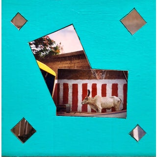 Kim MacConnel, Chindambaram Temple, Mixed Media Photo Collage on Cardboard, 1992 For Sale