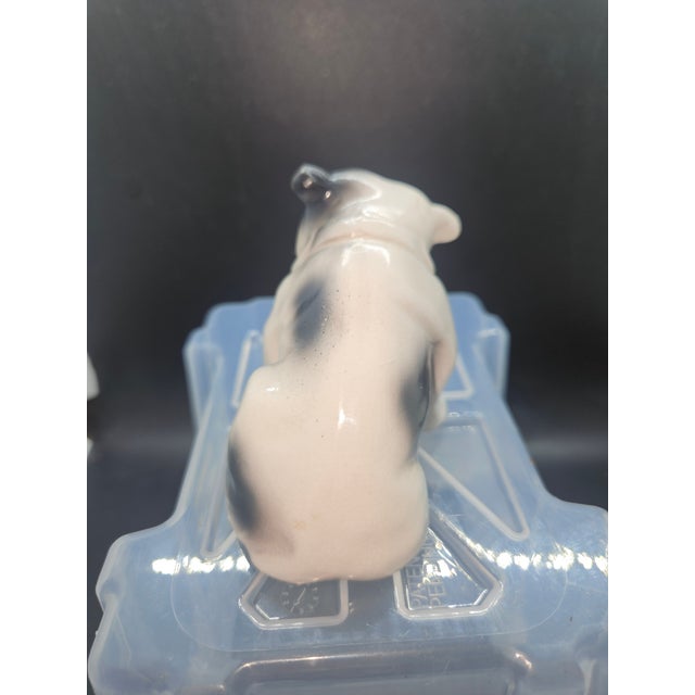 Vintage white Bulldog with spots Puppy Figurine Dog, pepper/salt shaker FigurineJapan