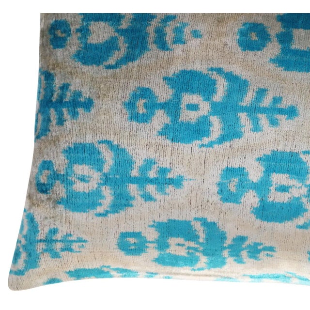 2020s Contemporary Handmade Blue Velvet Throw Pillow & Down Insert For Sale - Image 5 of 10