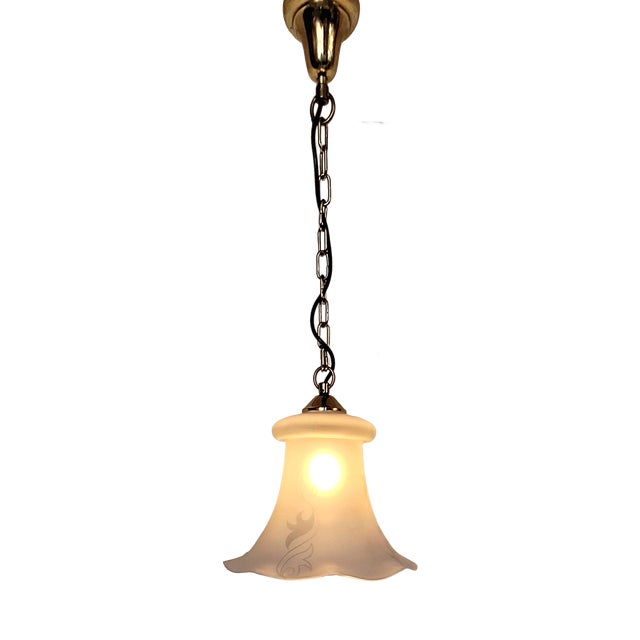 Vintage Ceiling Lamp with Frosted Glass Shade from Kaiser, 1980s For Sale