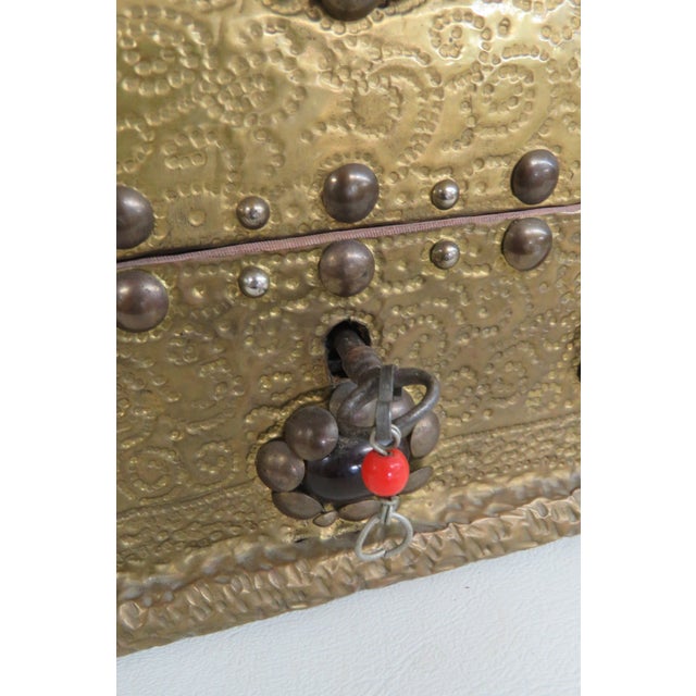 Brass Brass Plated Box Domed Vanity Jewelry Decorative Vintage Chest With Key 4711b For Sale - Image 8 of 15