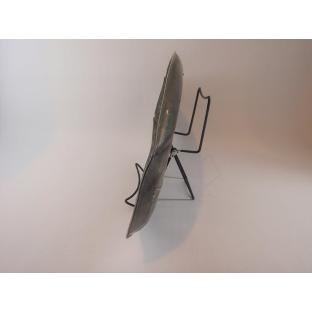 Rustic European Large Oval Vintage Pewter Platter With Roe Deer in Mountains With Pinecone Edge For Sale - Image 3 of 12