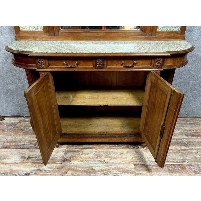 Louis XVI Style Half-Moon Shaped Buffet in Walnut For Sale - Image 4 of 7