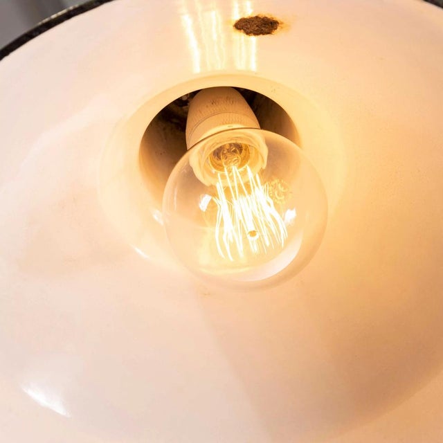 Industrial Industrial Green Enamel Pendant Lamp, 1940s For Sale - Image 3 of 13
