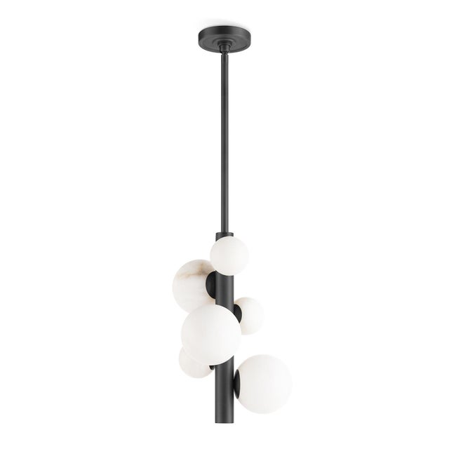 Natural alabaster stone orbs dance around a metal base, adding a spectacular sculptural element to your home. The Styx...
