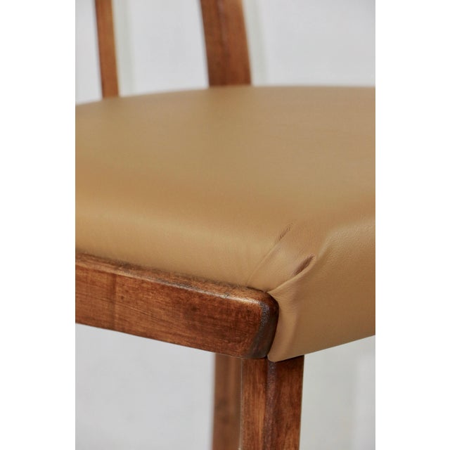 Mid-Century Modern Camel Brown Natural Leather Dining Chair, 1970s For Sale - Image 3 of 12