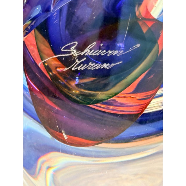 2000 - 2009 Authentic Hand-Blown Massimiliano Schiavon Murano Art Glass Twisted Sommerso Vase For Sale - Image 5 of 6