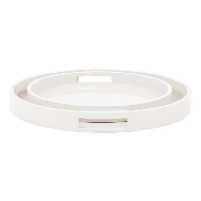 Saint Tropez Round Tray Set of 2 - Chalk For Sale