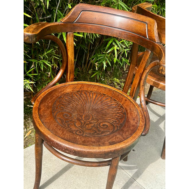 Pair of Antique Thonet-Style Bentwood Armchairs For Sale - Image 4 of 12
