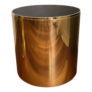 1970s Paul Mayen for Habitat Architectural Supplements Mirrored Gold Drum Cylinder Planter For Sale