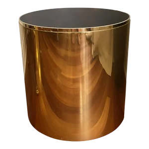 1970s Paul Mayen for Habitat Architectural Supplements Mirrored Gold Drum Cylinder Planter