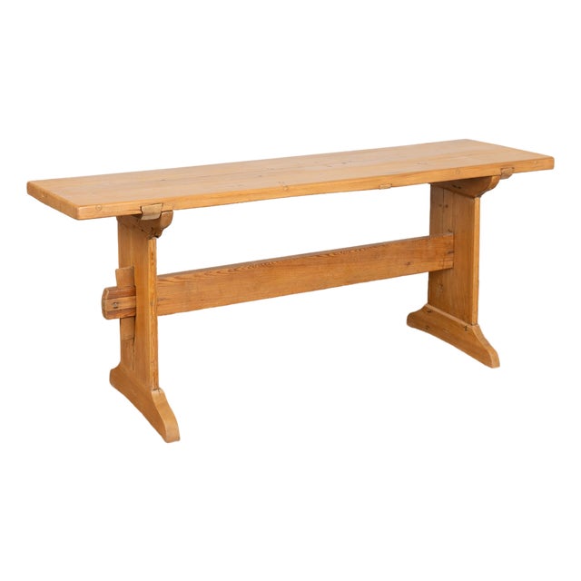 19th-Century Swedish Pine Console Table With Trestle Base For Sale
