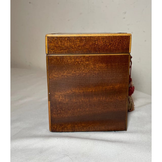 19th Century Antique 19th Century Handmade Wood Marquetry Georgian Mahogany Tea Caddy Box For Sale - Image 5 of 12