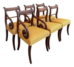 Set of 6 Antique Early 19th C Regency Mahogany Dining Chairs