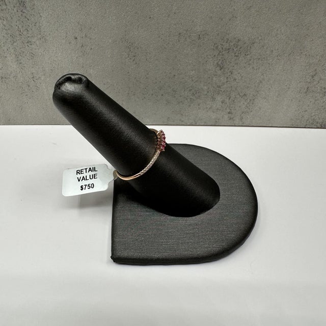 Modern Ruby and Diamond Stackable Band in 14kt Rose Gold - Size 6.5, New For Sale - Image 3 of 5