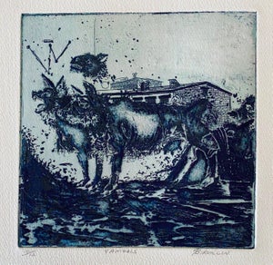 Robert A. Birmelin, 4 Animals, American Modernist Abstract Etching