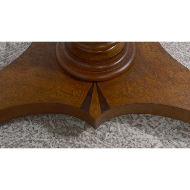 Brown Baker Round Compass Inlaid Top Pedestal Center Table For Sale - Image 8 of 12