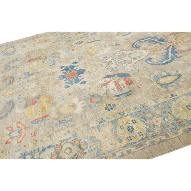 Apadana's Modern Beige Sultanabad Wool Rug With Allover Design For Sale - Image 10 of 10