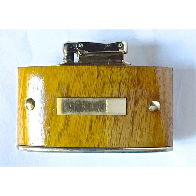 Mid-Century Modern Wood & Brass Cigarette Lighter For Sale - Image 5 of 7
