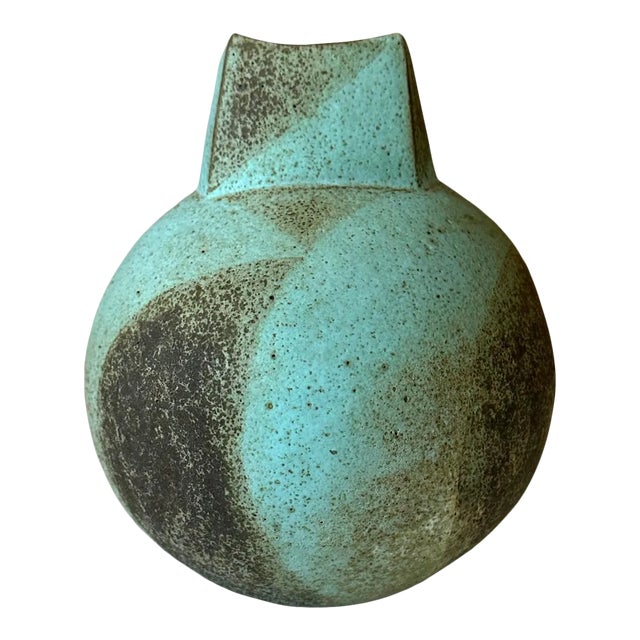 Ceramic Vessel with Geometrical Glaze by John Ward For Sale