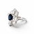 Modern Vintage Modernist Natural Sapphire and Diamond - 18k White Gold Ring, Size 6.75 For Sale - Image 3 of 6